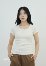 SORAI Rib Henley Short Sleeve Tee