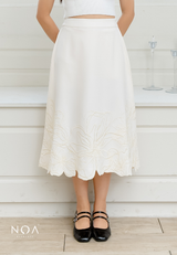 NOA X KUSUMANGGI - ARU Embroidery A-Line Midi Skirt