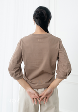 SEIJI PuffSleeve Basic T-Shirt - Brown