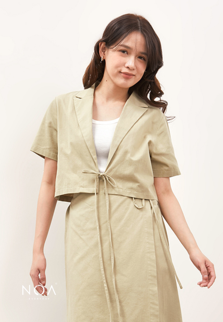 HIKARU Ribbon Short Sleeve Blazer - Light Green