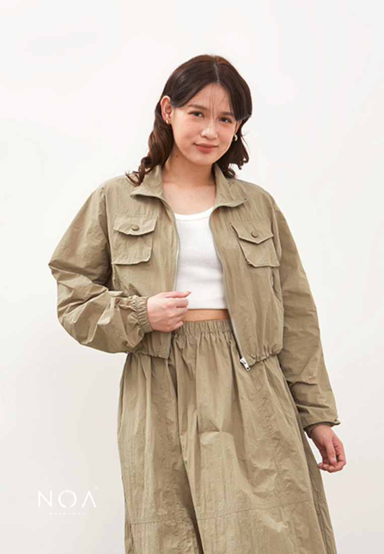 NOA STUDIO - KAZUE Cropped Nylon Jacket - Green Sage