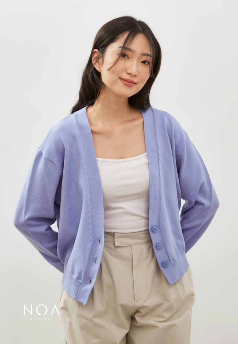 HOTARU Button Knitted Cardigan - Baby Blue