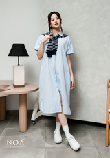 MIURA Striped Midi Shirt Dress