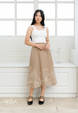 NOA X KUSUMANGGI - ARU Embroidery A-Line Midi Skirt