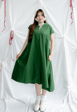 NISEKO Cotton Sleeveless V-Neck Midi Dress with Inner