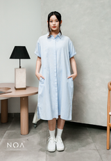 MIURA Striped Midi Shirt Dress