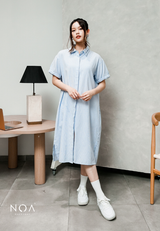 MIURA Striped Midi Shirt Dress