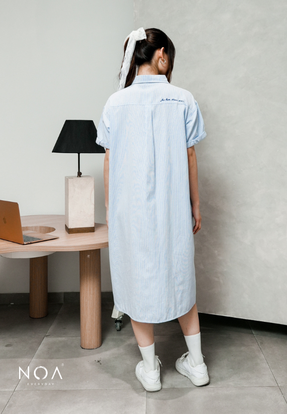 MIURA Striped Midi Shirt Dress