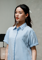 MIURA Striped Midi Shirt Dress