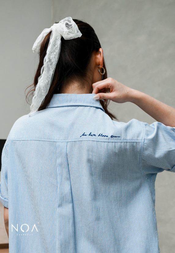 MIURA Striped Midi Shirt Dress