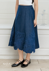 NOA X KUSUMANGGI - ARU Embroidery A-Line Midi Skirt