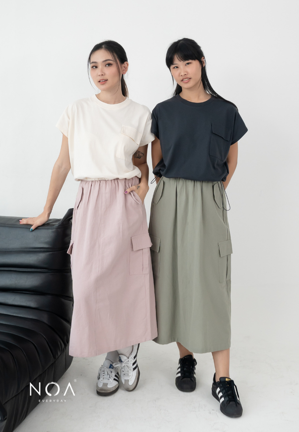 MARU Linen Cargo Skirt - Dusty Pink