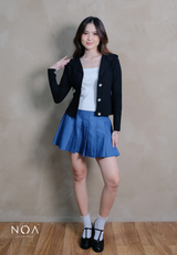 KAINA Knitted Collar Long Sleeve Blouse