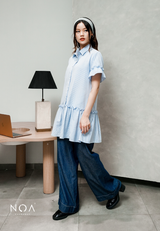 MIURA Striped Mini Ruffle Dress