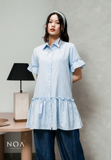 MIURA Striped Mini Ruffle Dress