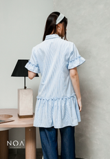 MIURA Striped Mini Ruffle Dress