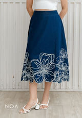 NOA X KUSUMANGGI - ARU Embroidery A-Line Midi Skirt