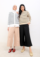 RURI Knitted Stripe Blouse - Cream