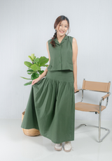 MASUYO Ruffle Maxi Skirt - Green