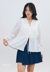 NATSU Linen Long Puff Sleeve Blouse