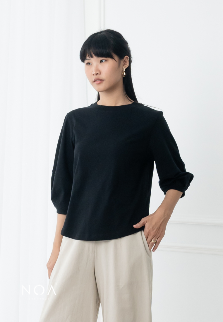 SEIJI PuffSleeve Basic T-Shirt - Black