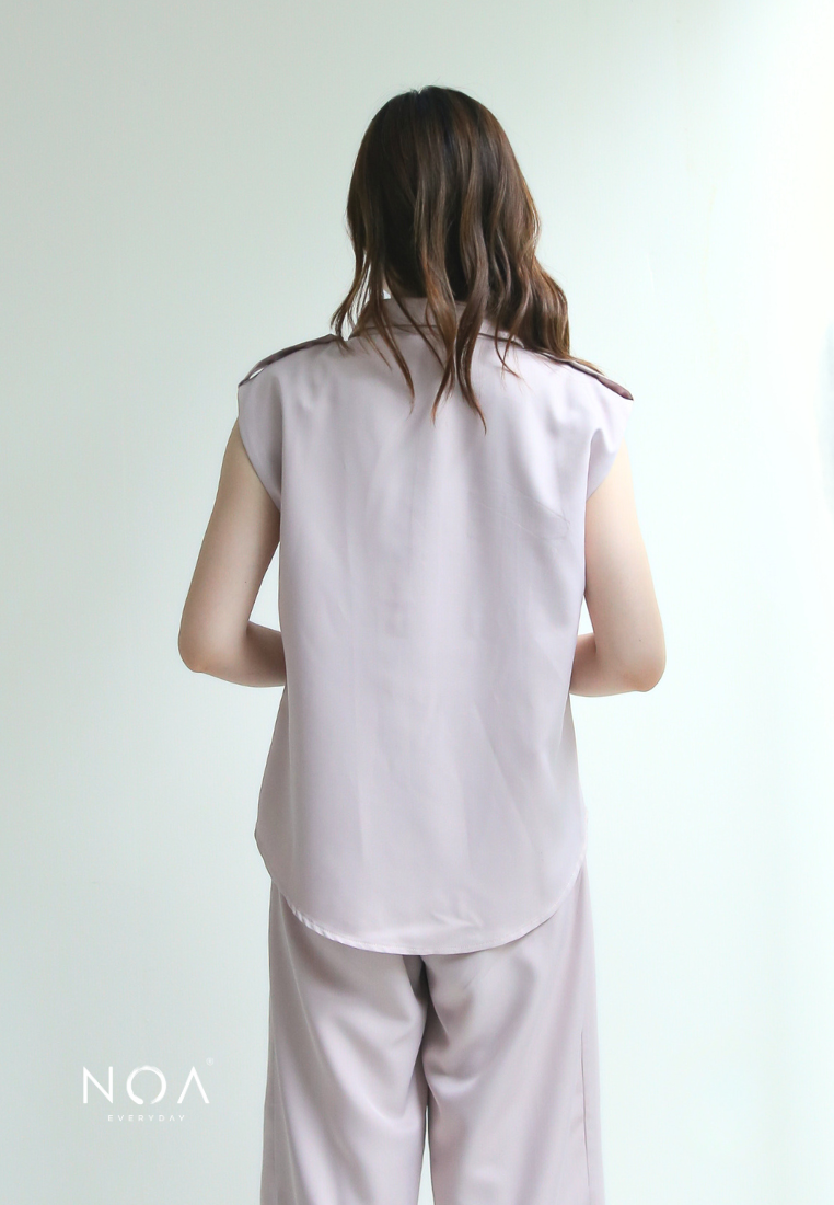 RYOKO Pocket Sleeveless Shirt - Cream