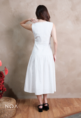 KEINA Basic Linen Sleeveless Midi Dress with Inner