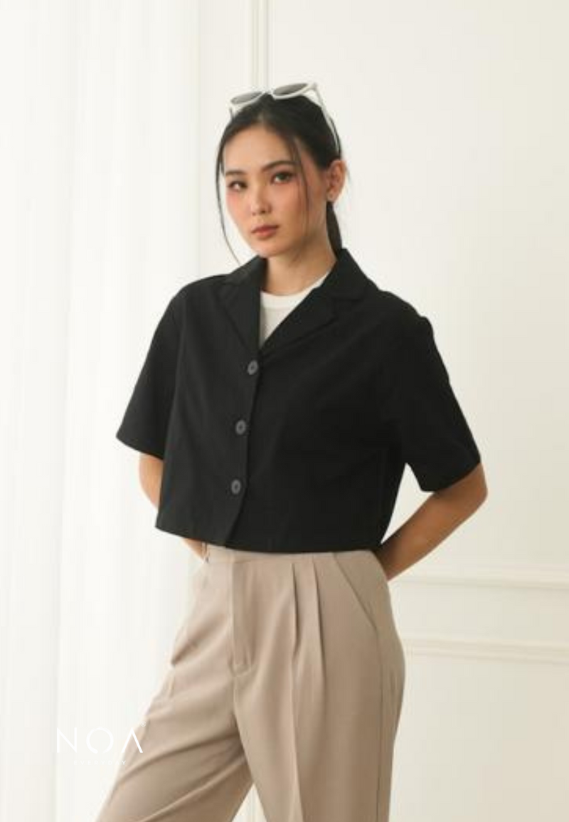 AERI Linen Boxy Basic Shirt - Black