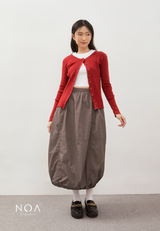 IZUMI Longsleeve Rib Knitted Cardigan - Red