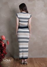 HINARI Knitted Pattern Fitted Midi Skirt