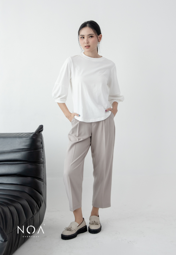 SEIJI PuffSleeve Basic T-Shirt - White