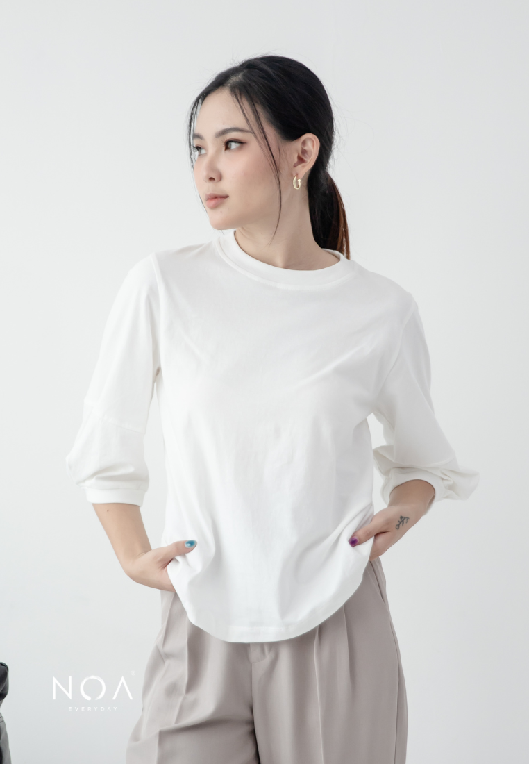 SEIJI PuffSleeve Basic T-Shirt - White