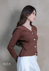 KAINA Knitted Collar Long Sleeve Blouse