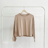NOAeveryday | ETSU Striped Boxy Longsleeve T-Shirt | Atasan Wanita | Kaos Garis Lengan Panjang Wanita