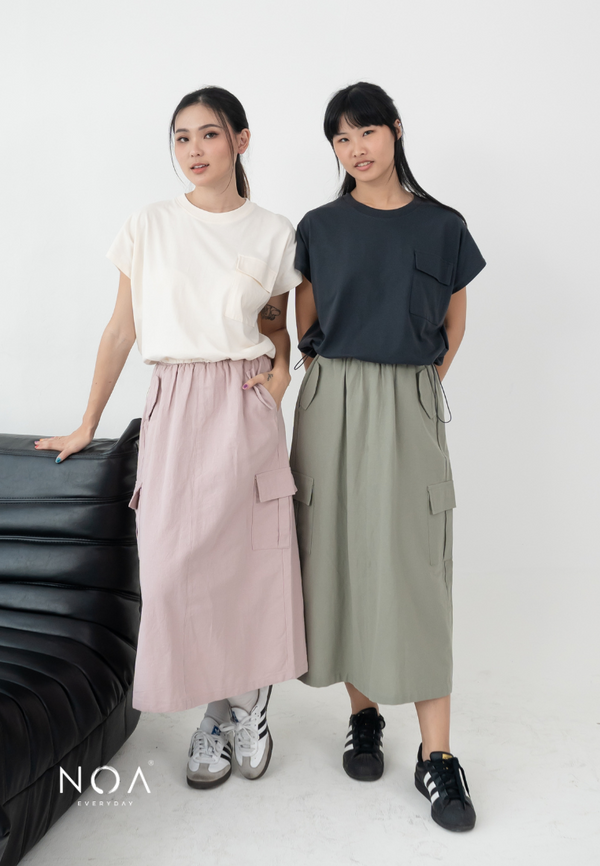 MARU Linen Cargo Skirt - Green Sage