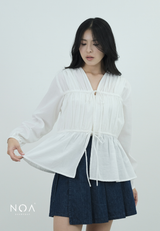 NATSU Linen Long Puff Sleeve Blouse