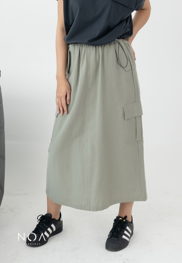 MARU Linen Cargo Skirt - Green Sage