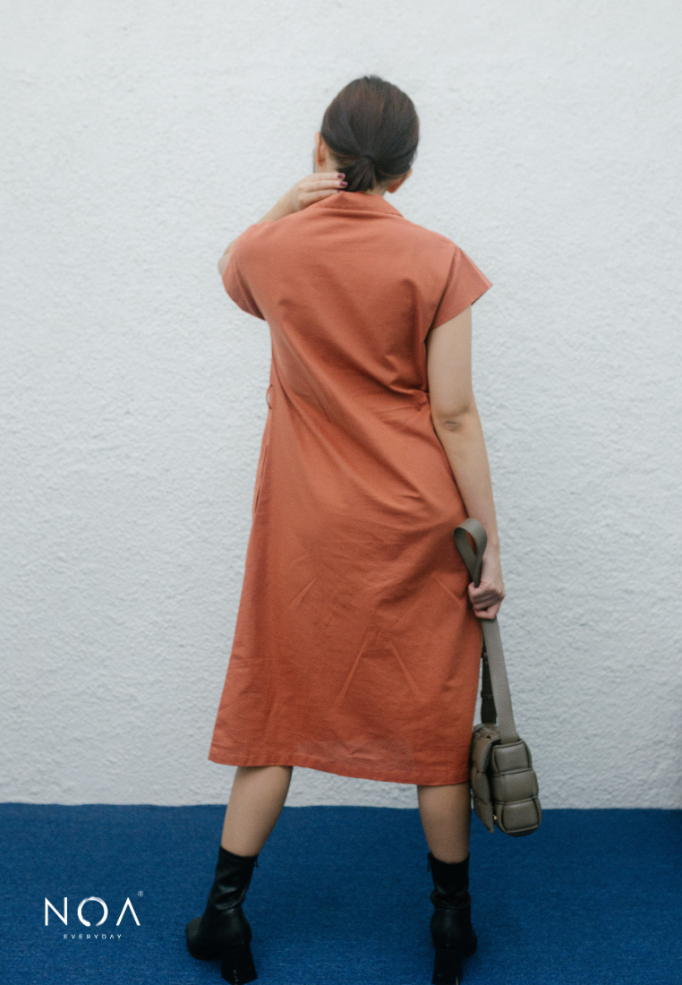 Taro Midi Dress - Terracotta