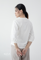 SEIJI PuffSleeve Basic T-Shirt - White