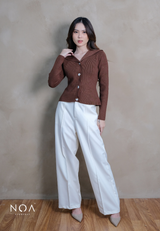 KAINA Knitted Collar Long Sleeve Blouse