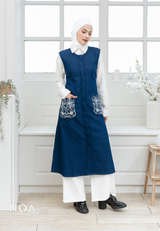 NOA X KUSUMANGGI - SHIZUKA Embroidery Pocket Sleeveless Midi Dress with Belt