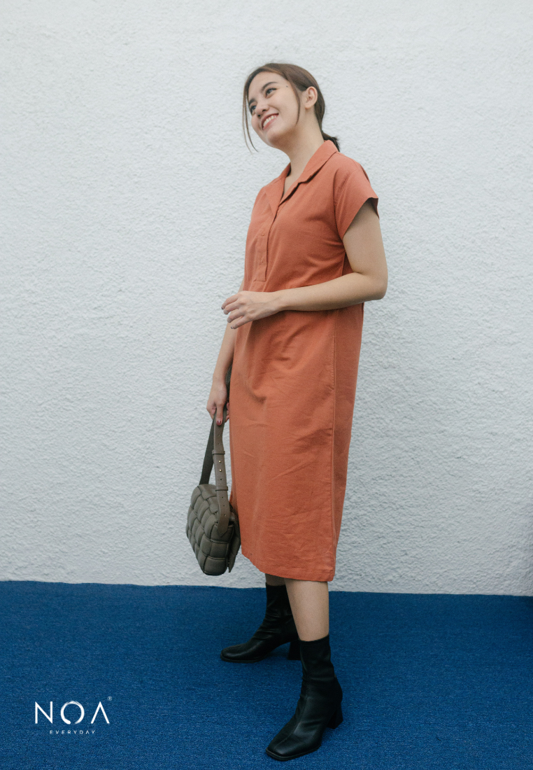 Taro Midi Dress - Terracotta