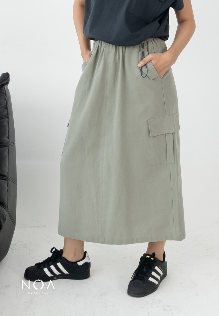 MARU Linen Cargo Skirt - Green Sage