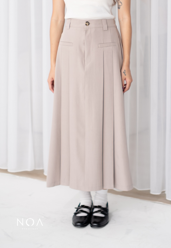 ARISA H-Line Maxi Skirt - Cream