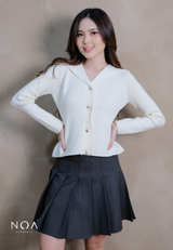 KAINA Knitted Collar Long Sleeve Blouse