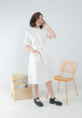 HIDETA Pocket Midi Dress - White