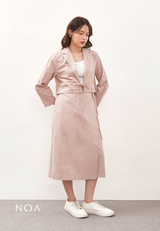 HIKARU Ribbon Long Sleeve Blazer - Dusty Pink