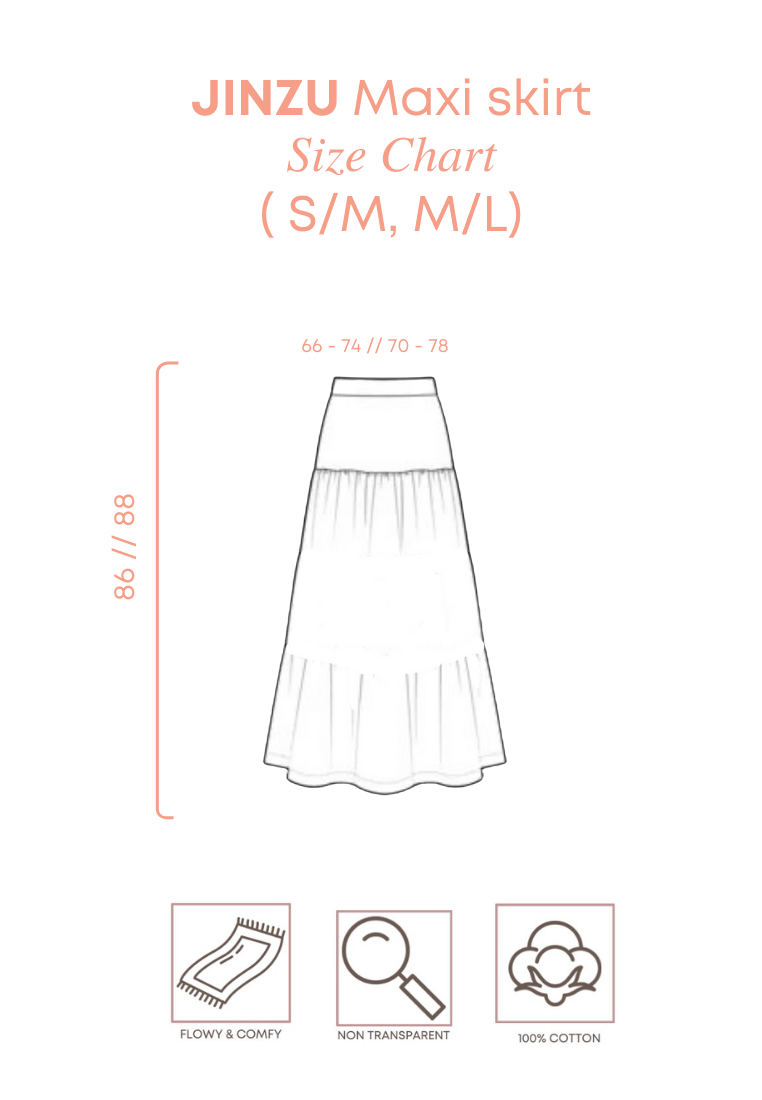 JINZU Denim Pleats Maxi Skirt