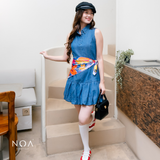 JINZU Denim Balloon Mini Sleeveless Dress