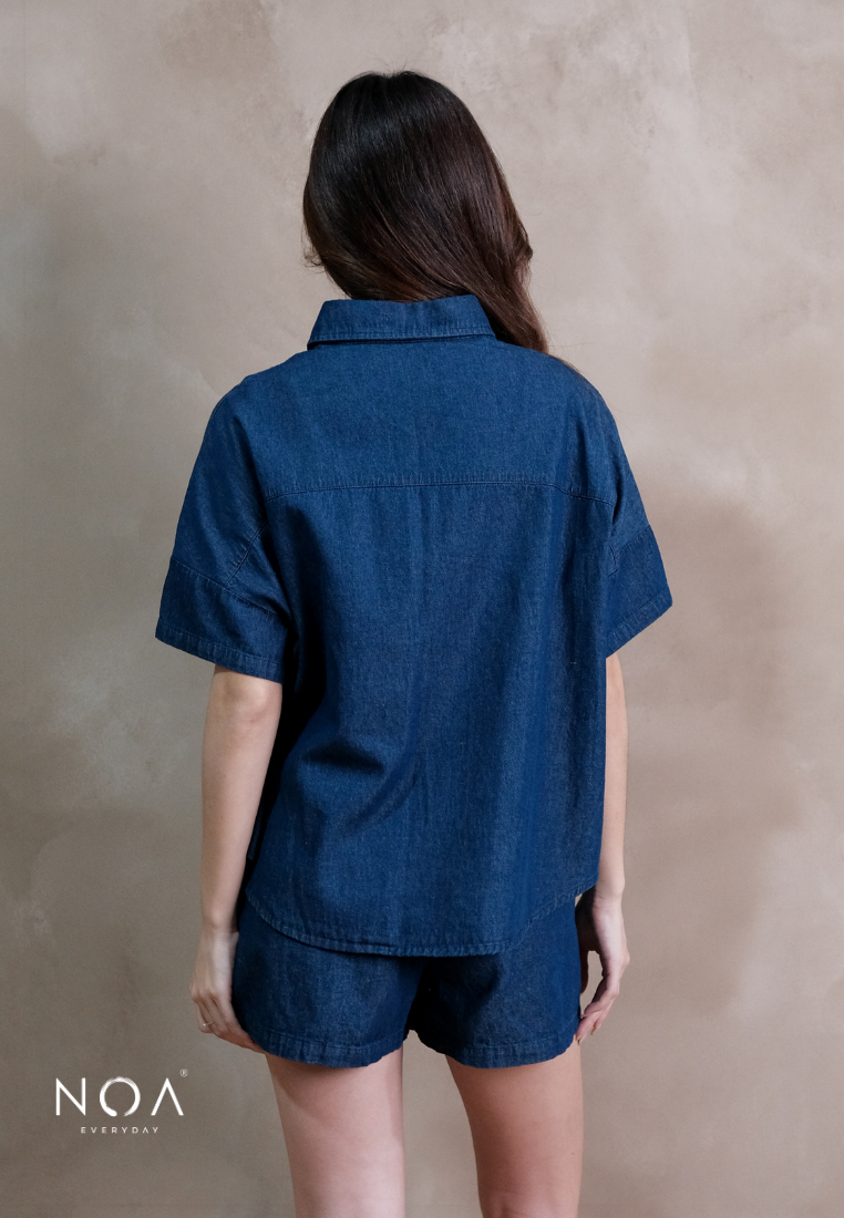 JINZU Denim Oversized Short Sleeve Shirt